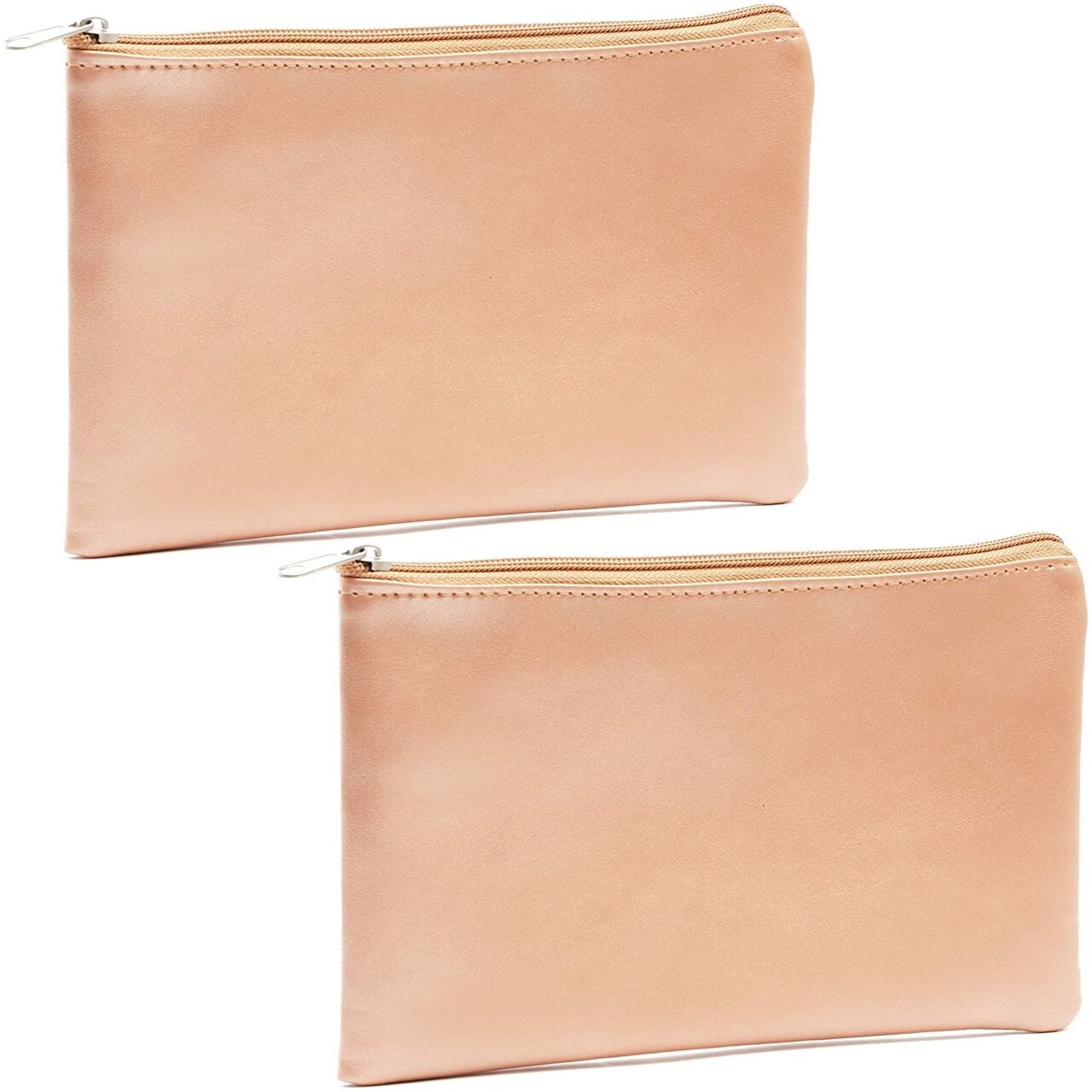 Juvale Rose Gold Pouch for Pens, Makeup, Accessories (2 Pack)